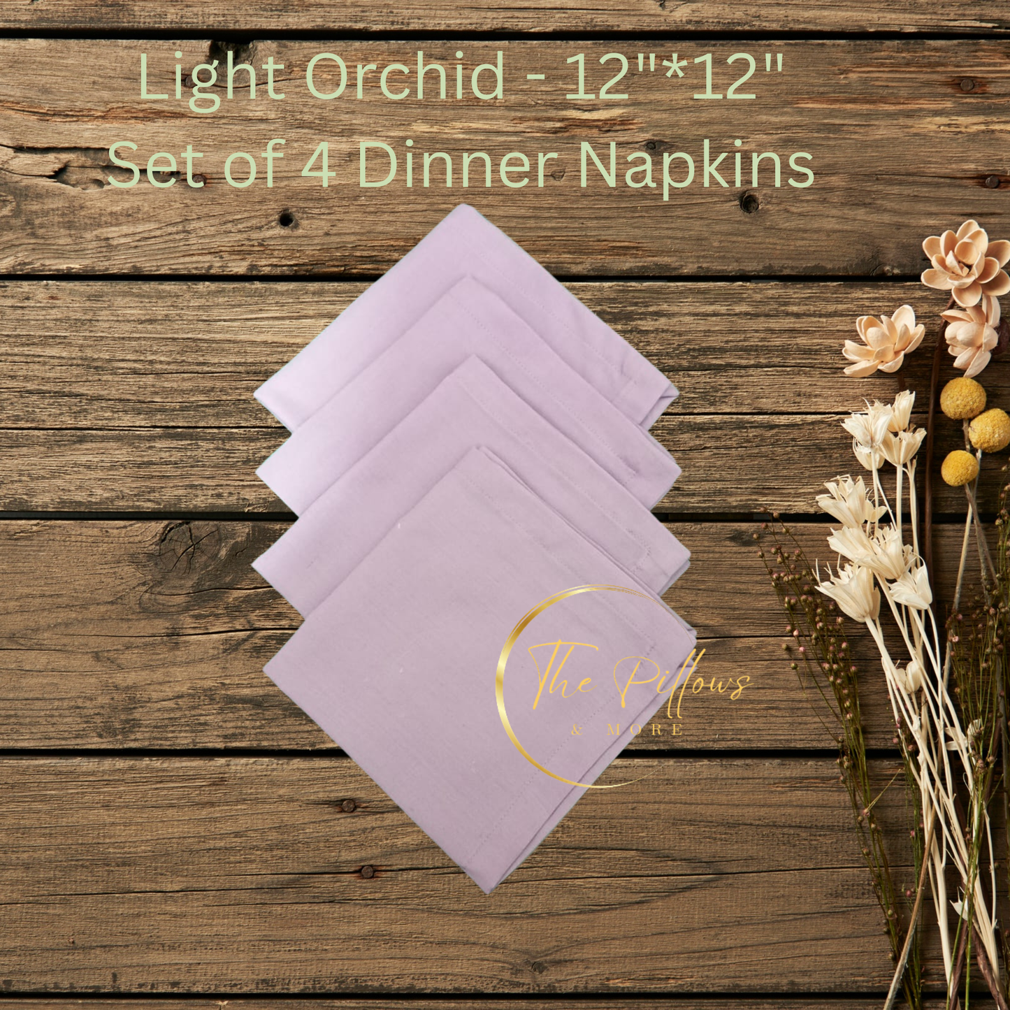 Premium Fabric Dinner Napkin Set - 4 * 12"x12" – Light Orchid Colour – Table Setting Napkin