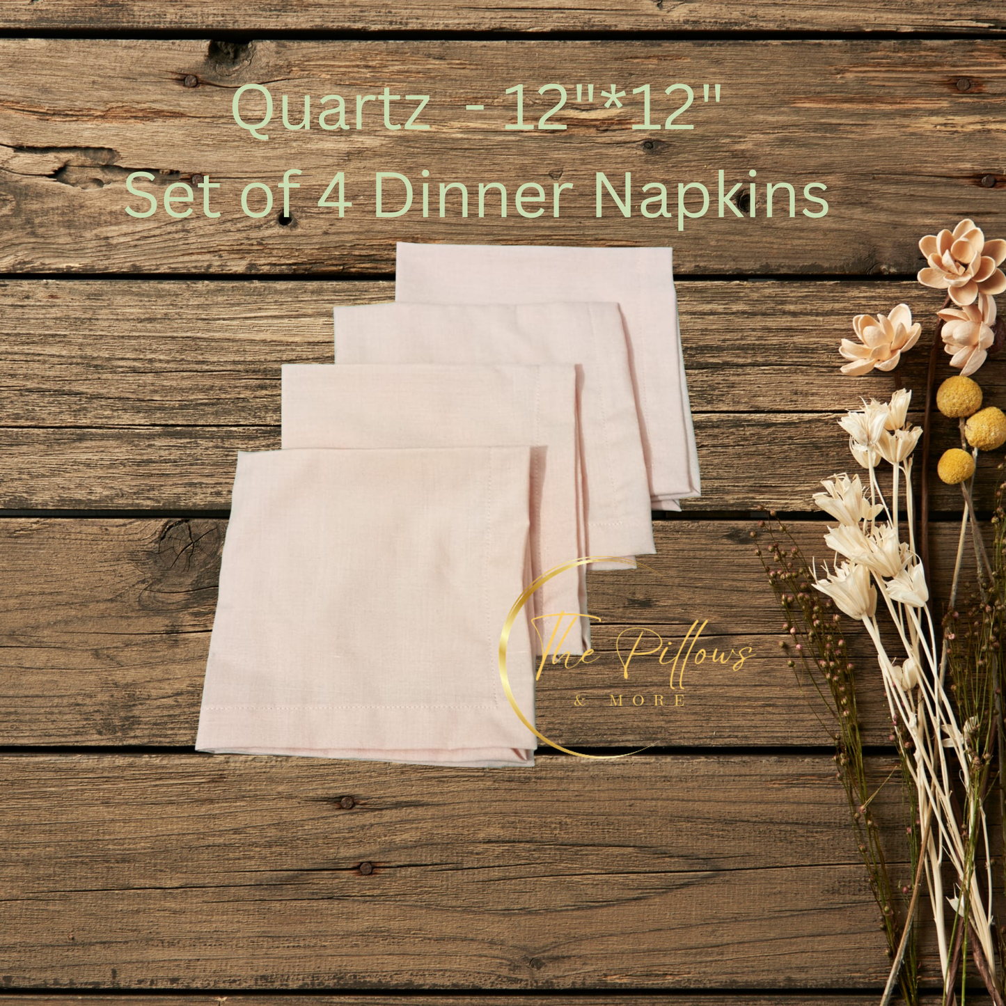 Premium Fabric Dinner Napkin Set - 4 * 12"x12" – Quartz Colour – Table Setting Napkin