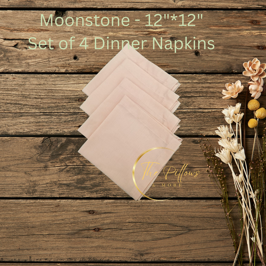 Premium Fabric Dinner Napkin Set  - 4 * 12"x12" –  Moonstone Colour – Table Setting Napkin