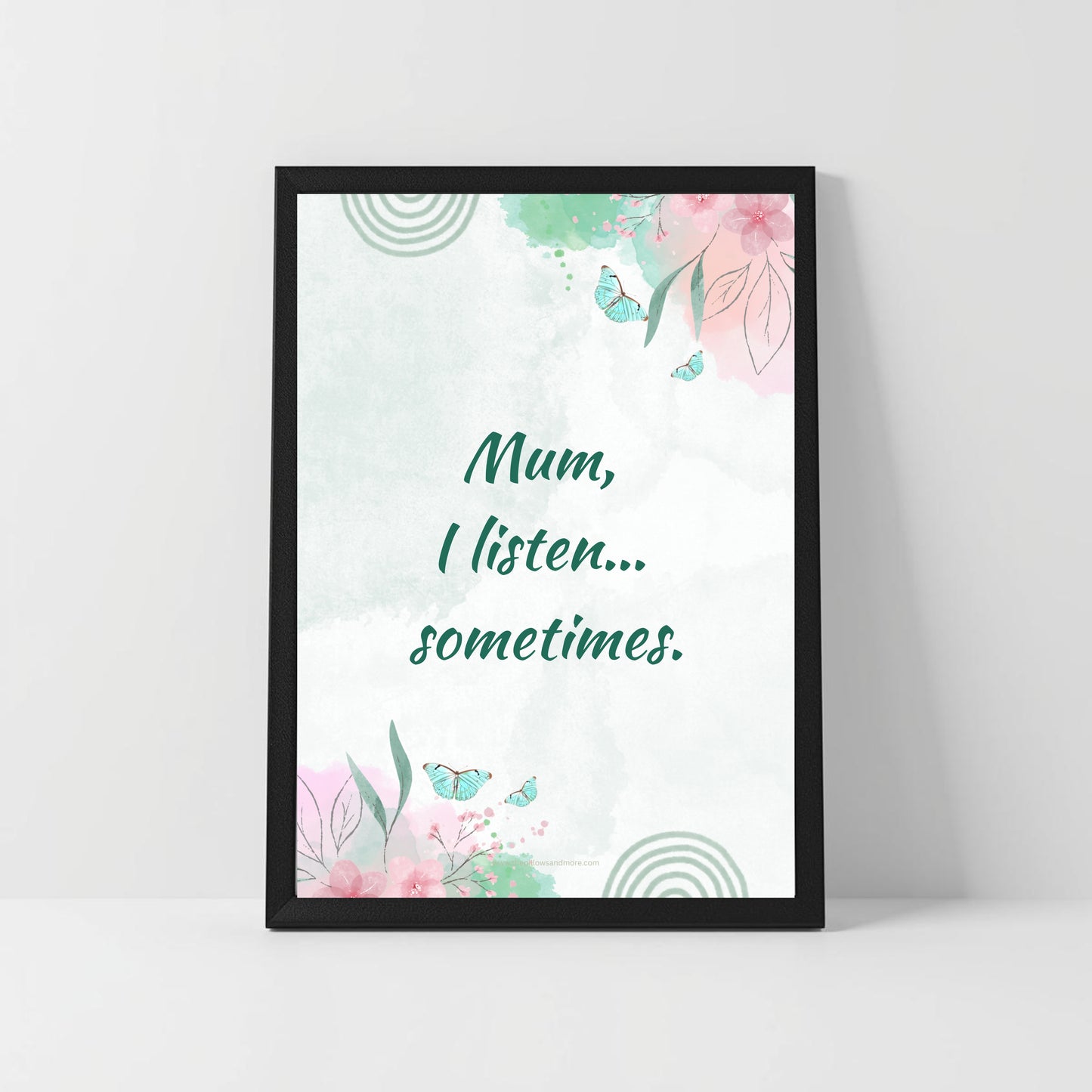 Relatable Mum Quote Printable – “I Listen… Sometimes” – Funny Minimalist Wall Art