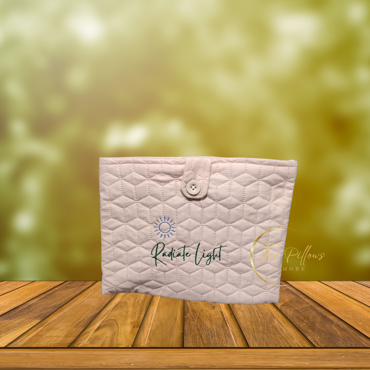 Radiate Light – Quilted Fabric Book Cover with Button Closure