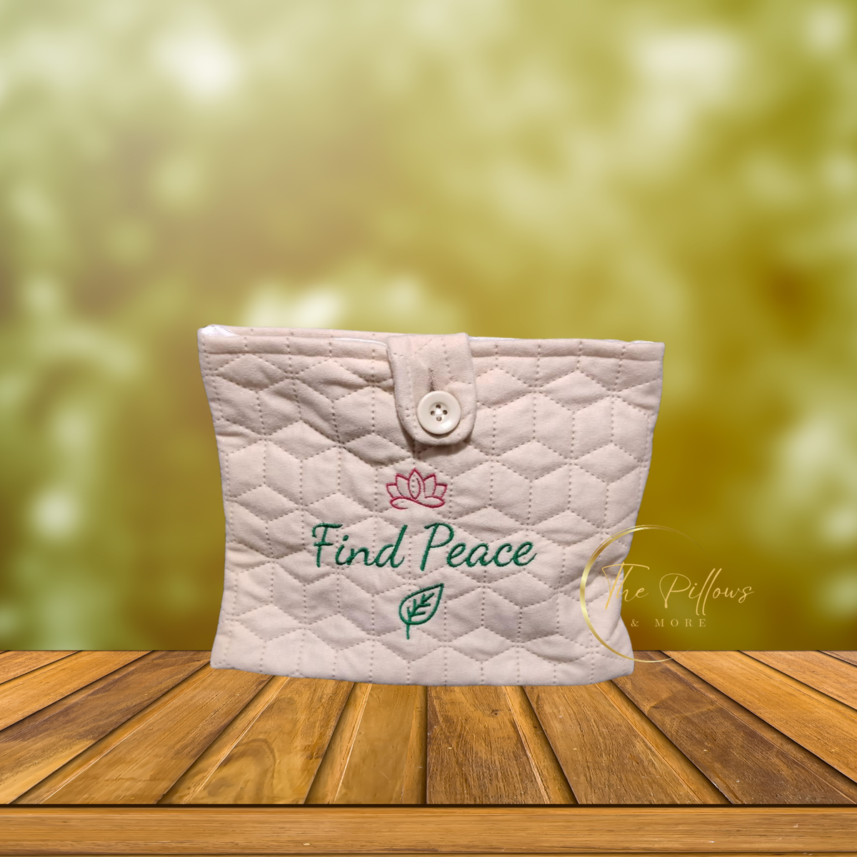Find Peace – Quilted Fabric Book Cover with Button Closure